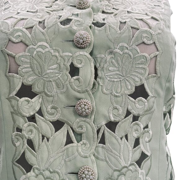 Night Studio Mint Green Sheer Lace Blazer Women 14 Mother Of Bride Formal Church - Picture 8 of 10